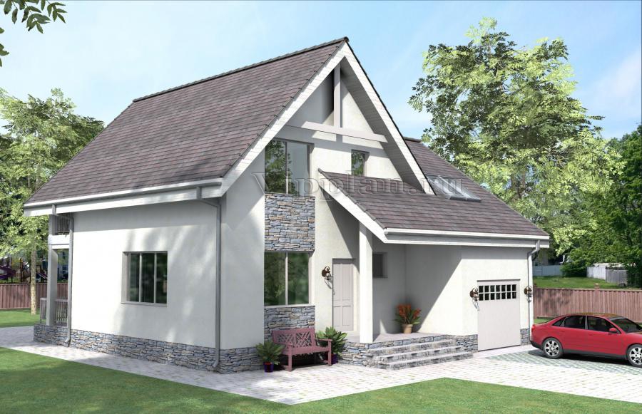 Дом с мансардой, гаражом, террасой и балконом
